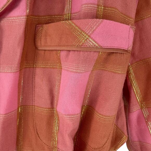 Victorias Secret Flannel Romper XL Pink Plaid Long Sleeve Belted Lounge Wear PJs - Picture 6 of 11